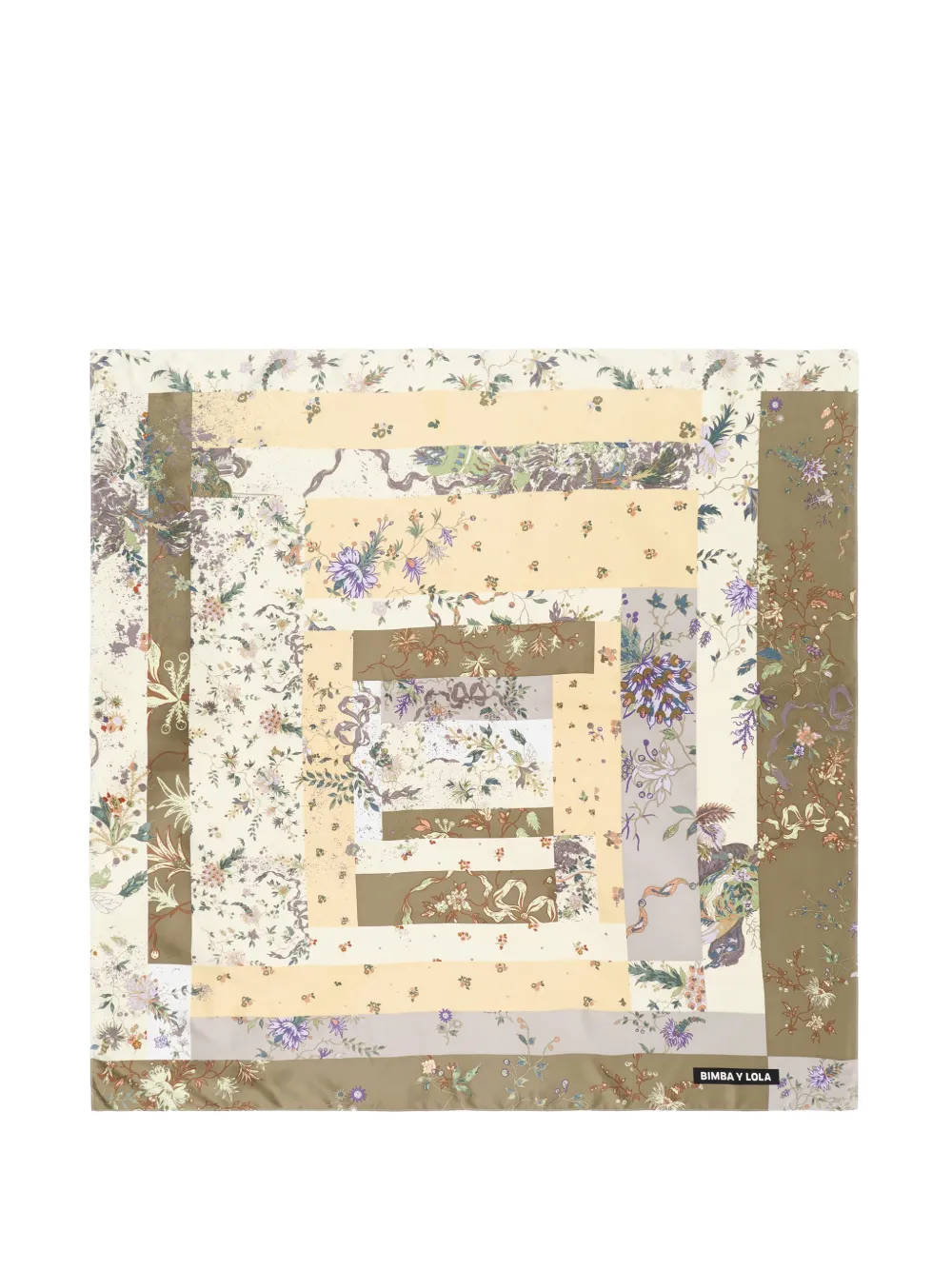 BIMBA Y LOLA cream romantic flowers patchwork scarf
