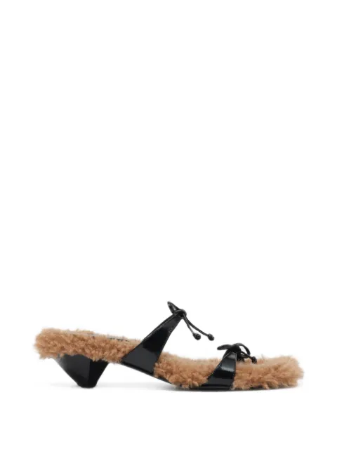BIMBA Y LOLA  black fur lace-up heeled sandals