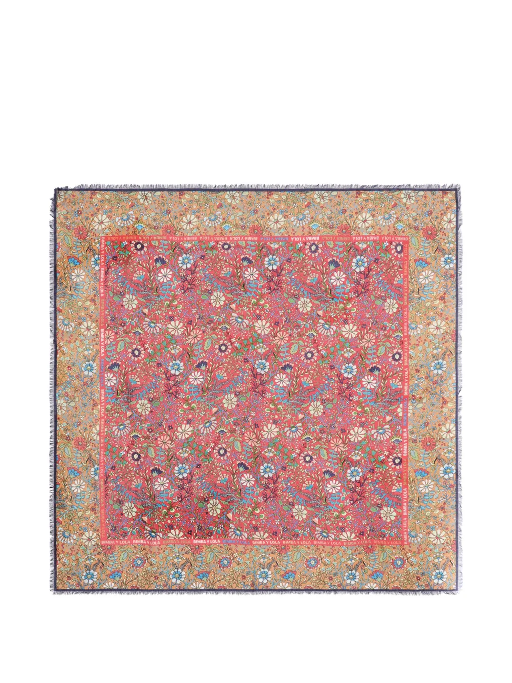 BIMBA Y LOLA Scialle a fiori con logo - Rosso