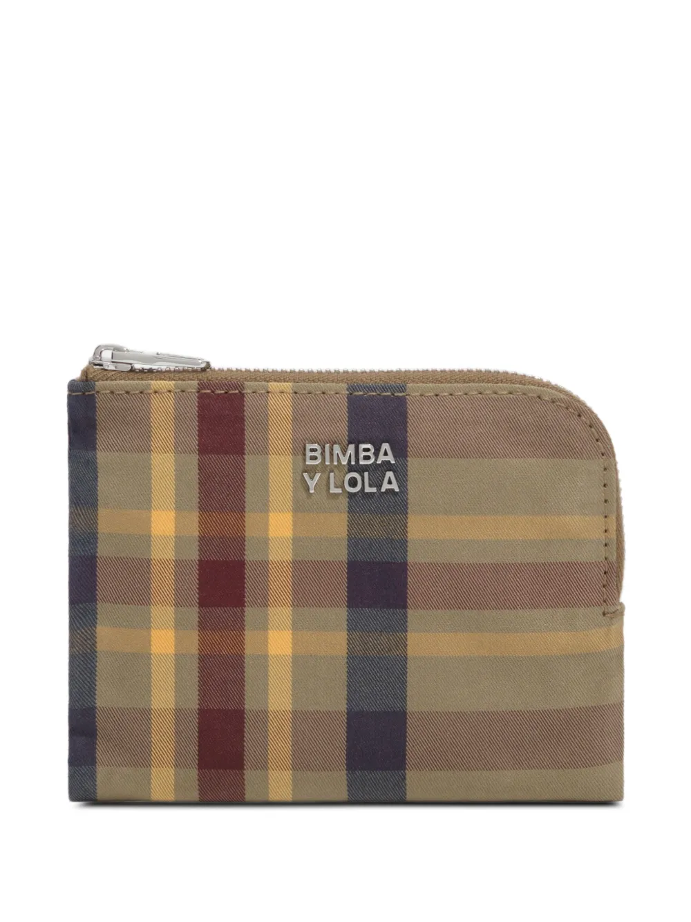BIMBA Y LOLA khaki and garnet tartan jacquard coin purse - Toni neutri