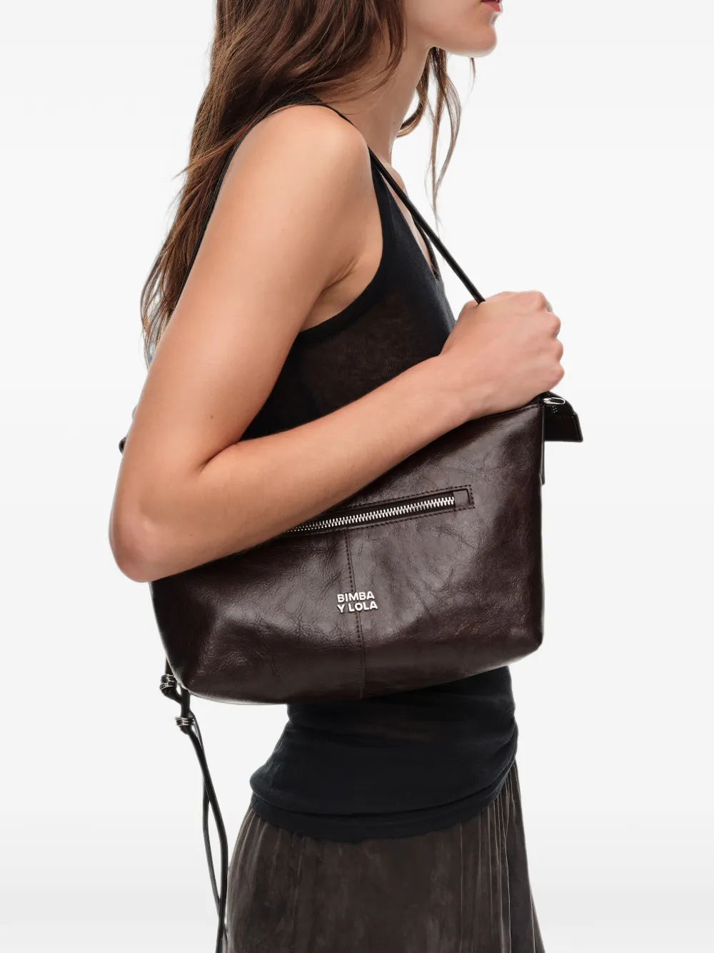 BIMBA Y LOLA Medium Madrid leren tas Bruin