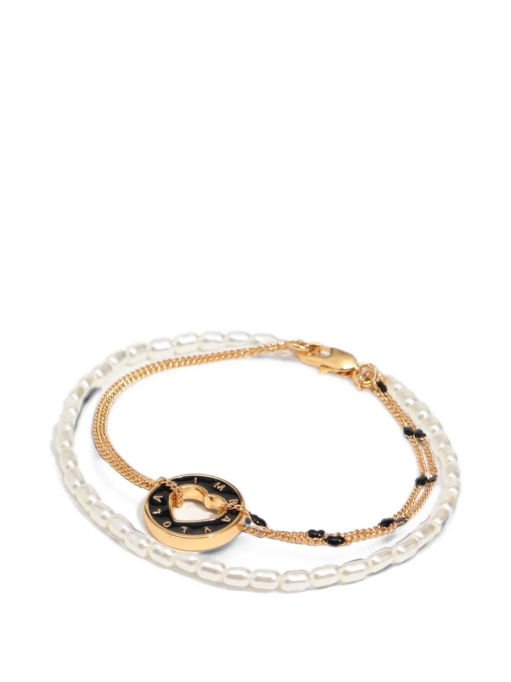 BIMBA Y LOLA black logo multi-chain bracelet - Oro