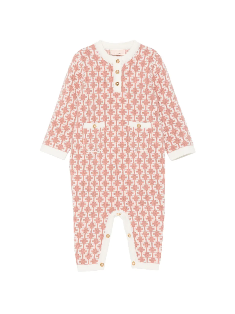 Elisabetta Franchi La Mia Bambina barboteuse boutonné à motif monogrammé - Rose