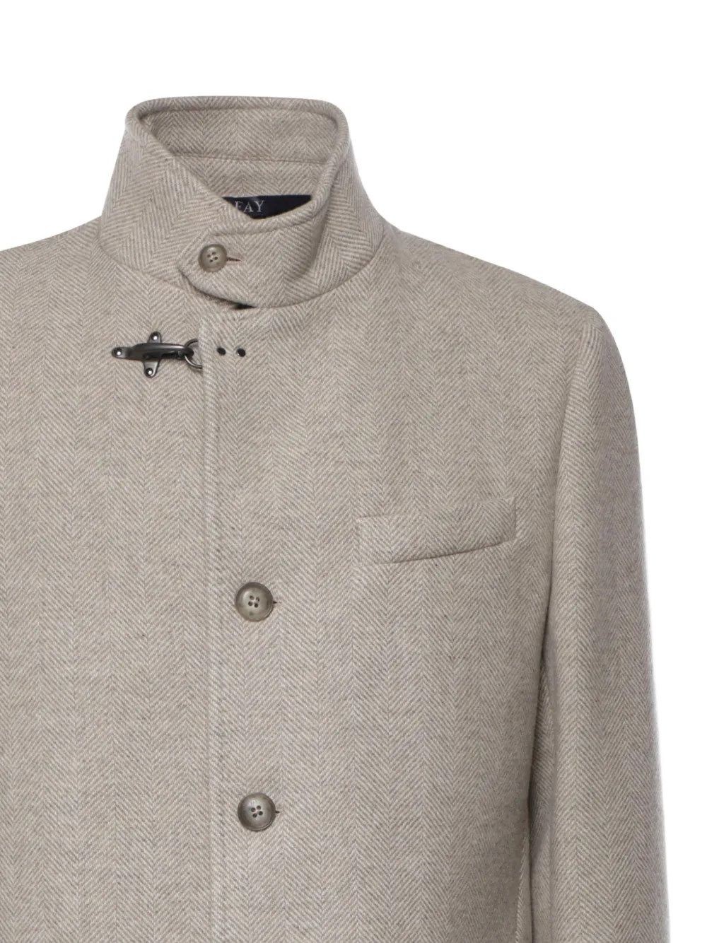 Fay Jas met haaksluiting en visgraat-patroon Beige