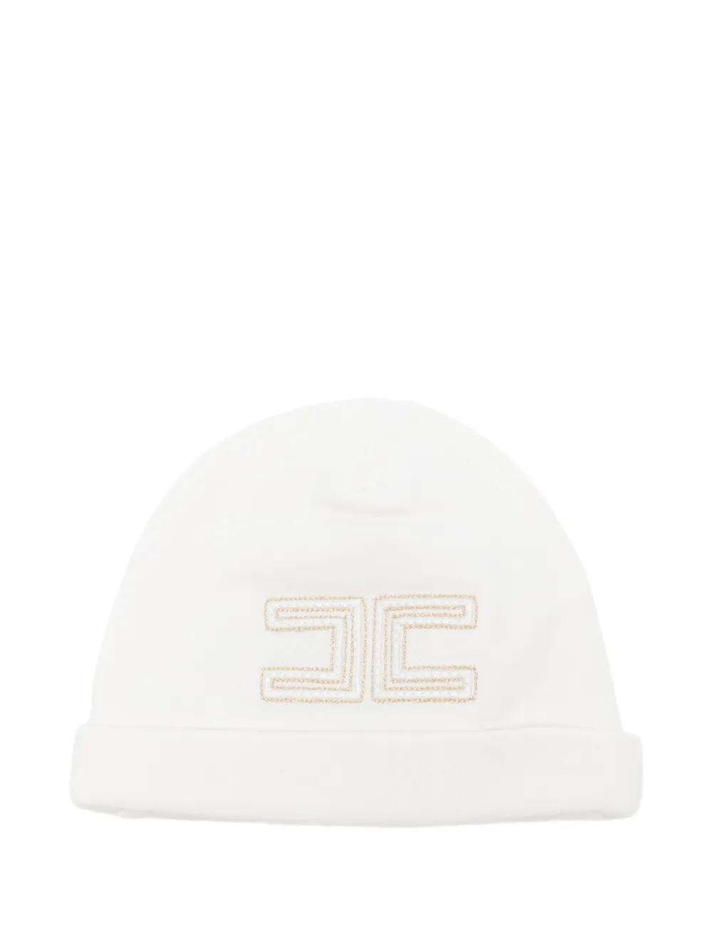 Elisabetta Franchi La Mia Bambina logo-embroidered beanie hat - Bianco
