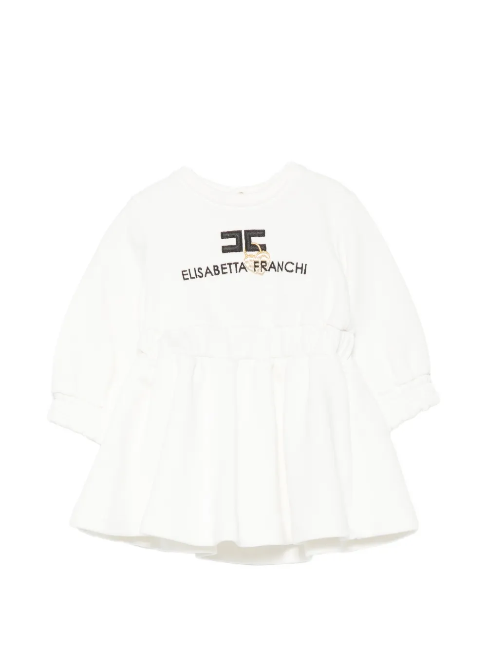 Elisabetta Franchi La Mia Bambina logo-embroidered flared dress - Weiß