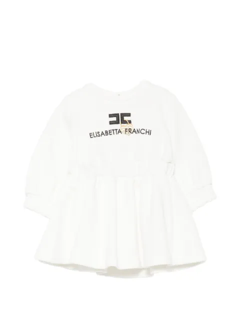 Elisabetta Franchi La Mia Bambina logo-embroidered flared dress