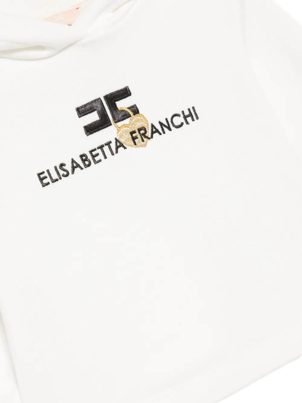 Elisabetta Franchi La Mia Bambina Hoodie met geborduurd logo en ruches Wit