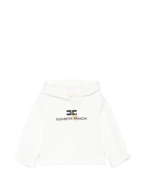 Elisabetta Franchi La Mia Bambina logo-embroidered ruffled hoodie