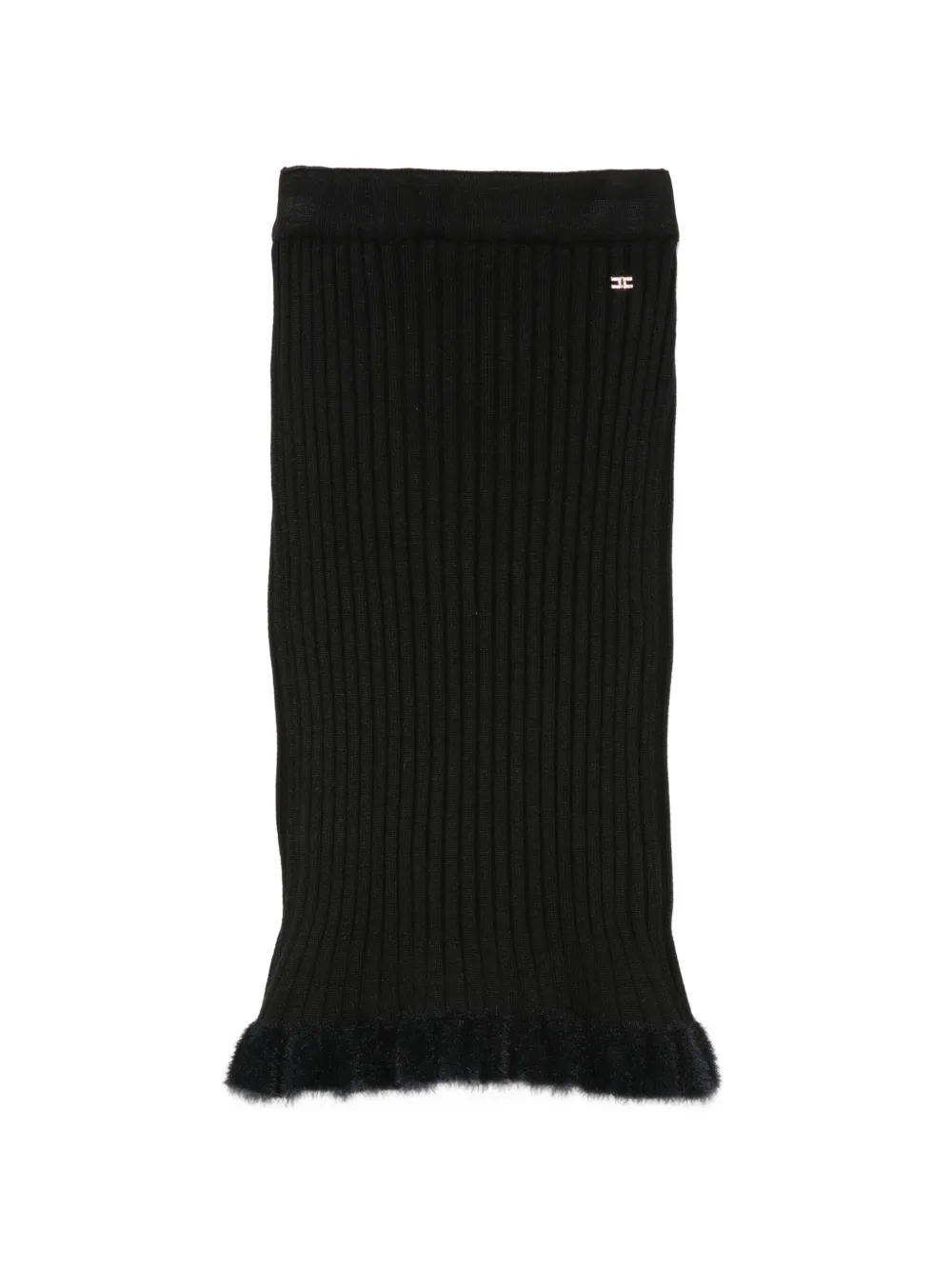 Elisabetta Franchi La Mia Bambina ribbed faux-fur-trim skirt - Nero