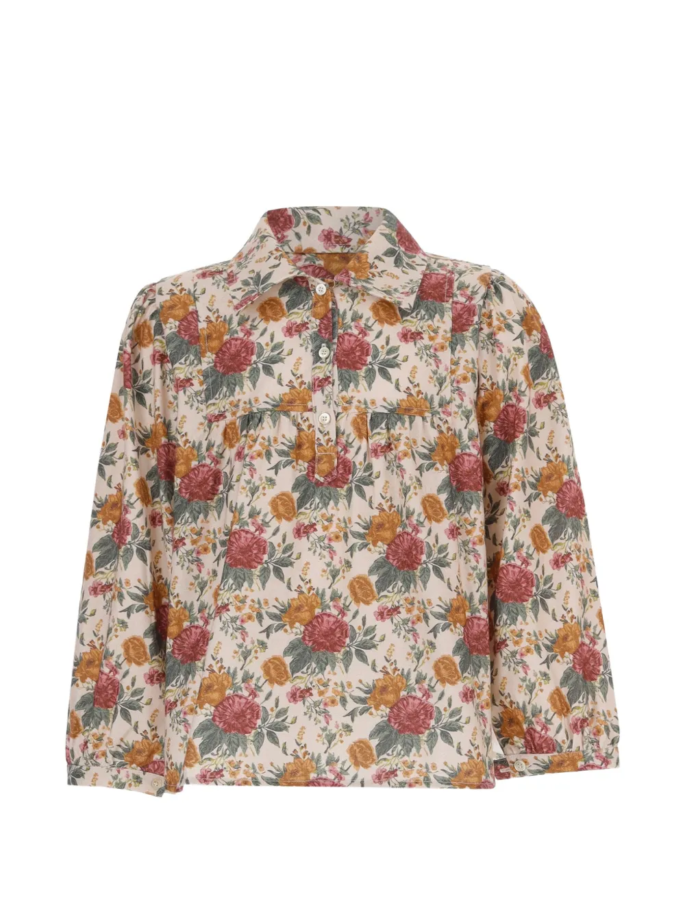 Babe And Tess floral-print gathered blouse - Toni neutri