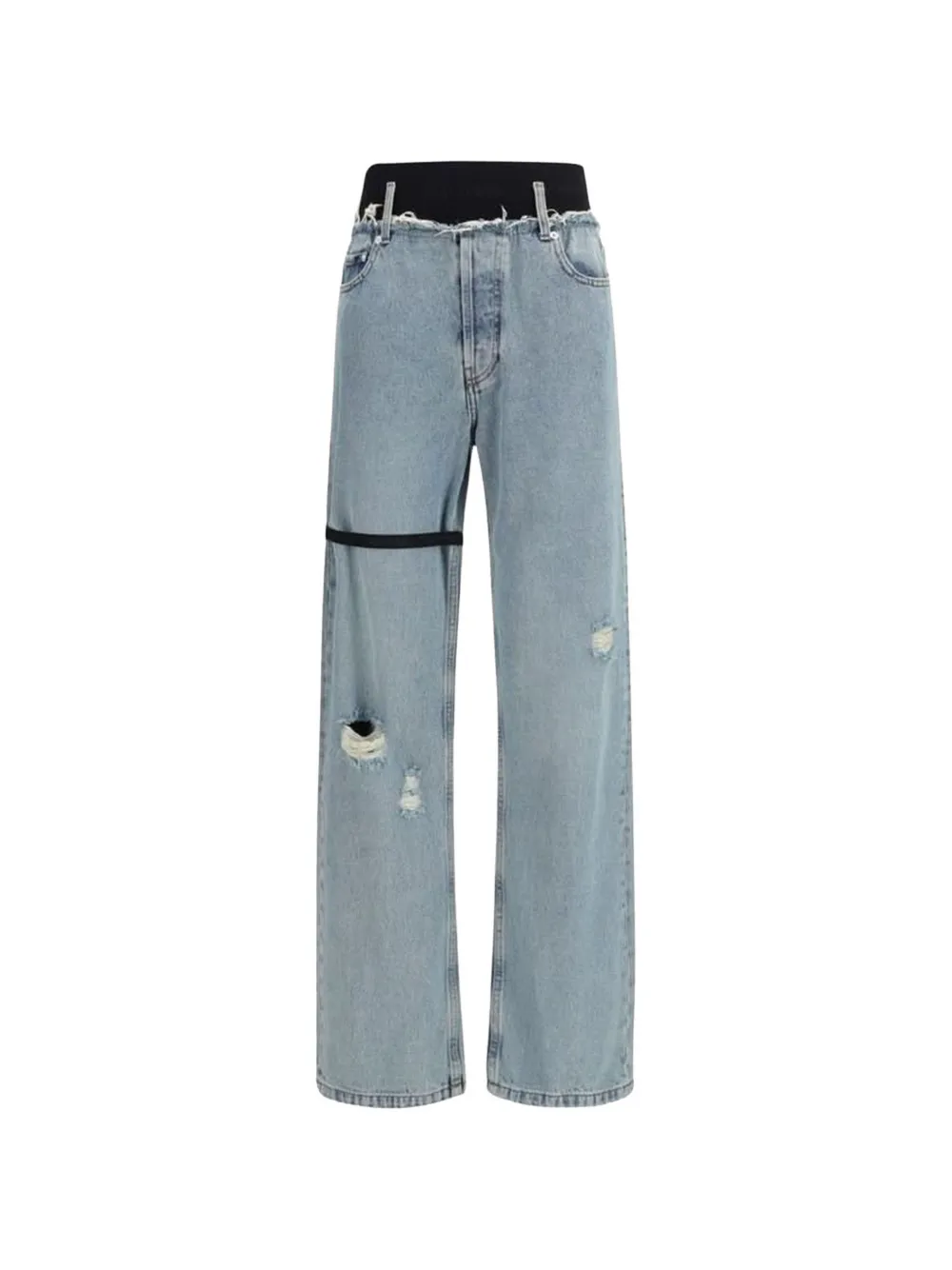 ALAINPAUL distressed elasticated-waist jeans - Blu
