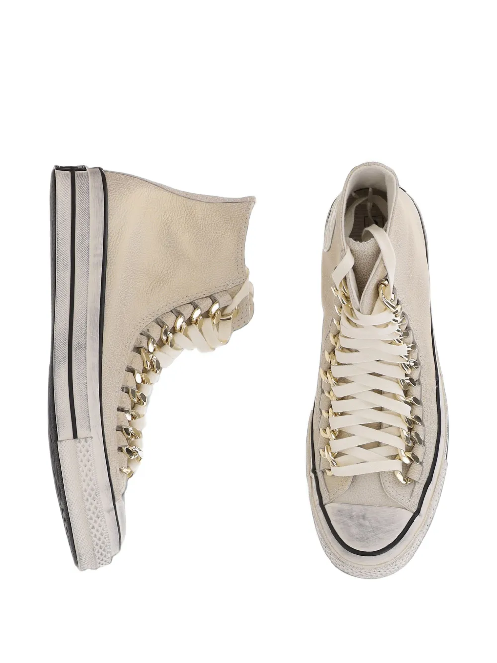 Converse Chuck 70 Industrial Glam chain-link high-top sneakers Beige