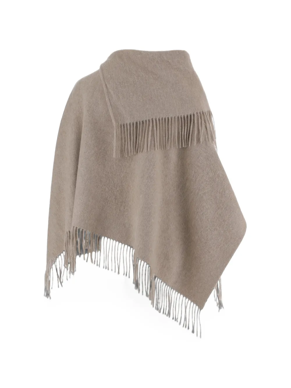 By Malene Birger Turtma wollen poncho met franje Beige