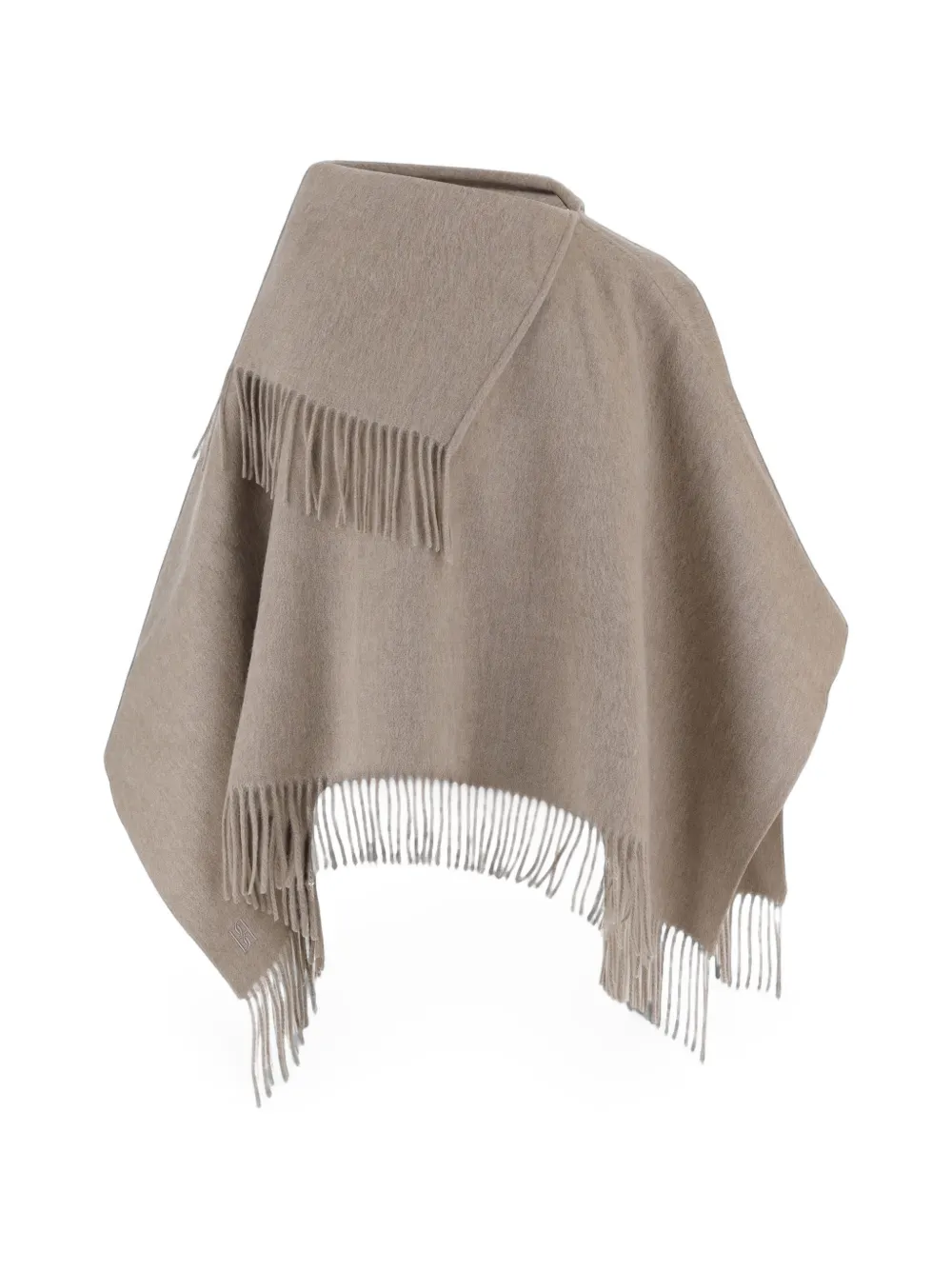 By Malene Birger Turtma wollen poncho met franje Beige