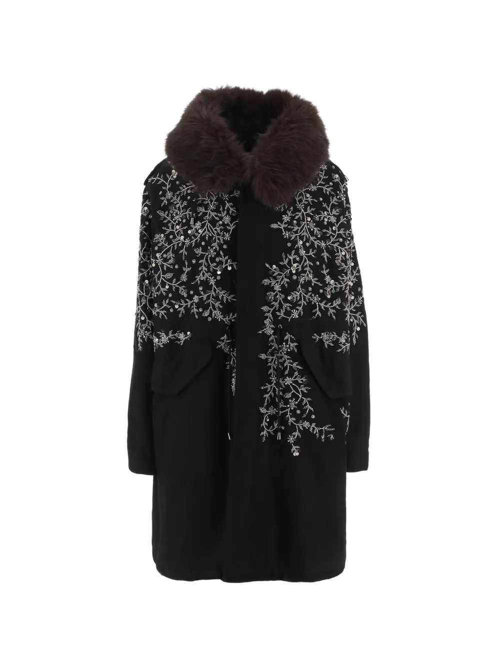 Stella McCartney beaded faux-fur collar parka - Noir Stella McCartney beaded faux-fur collar parka - Noir