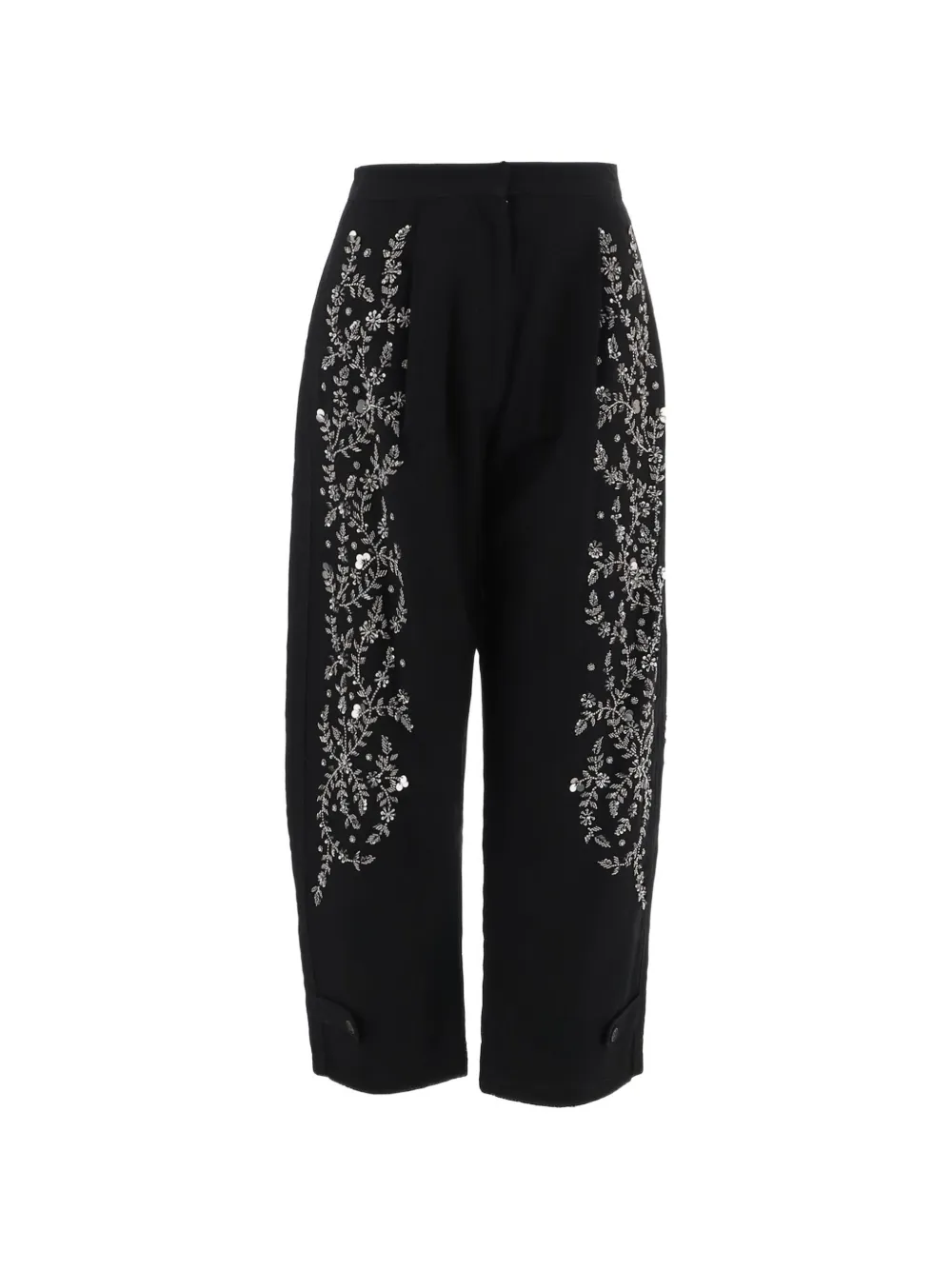 Stella Mccartney Crystal-embellished Barrel-leg Trousers In Black
