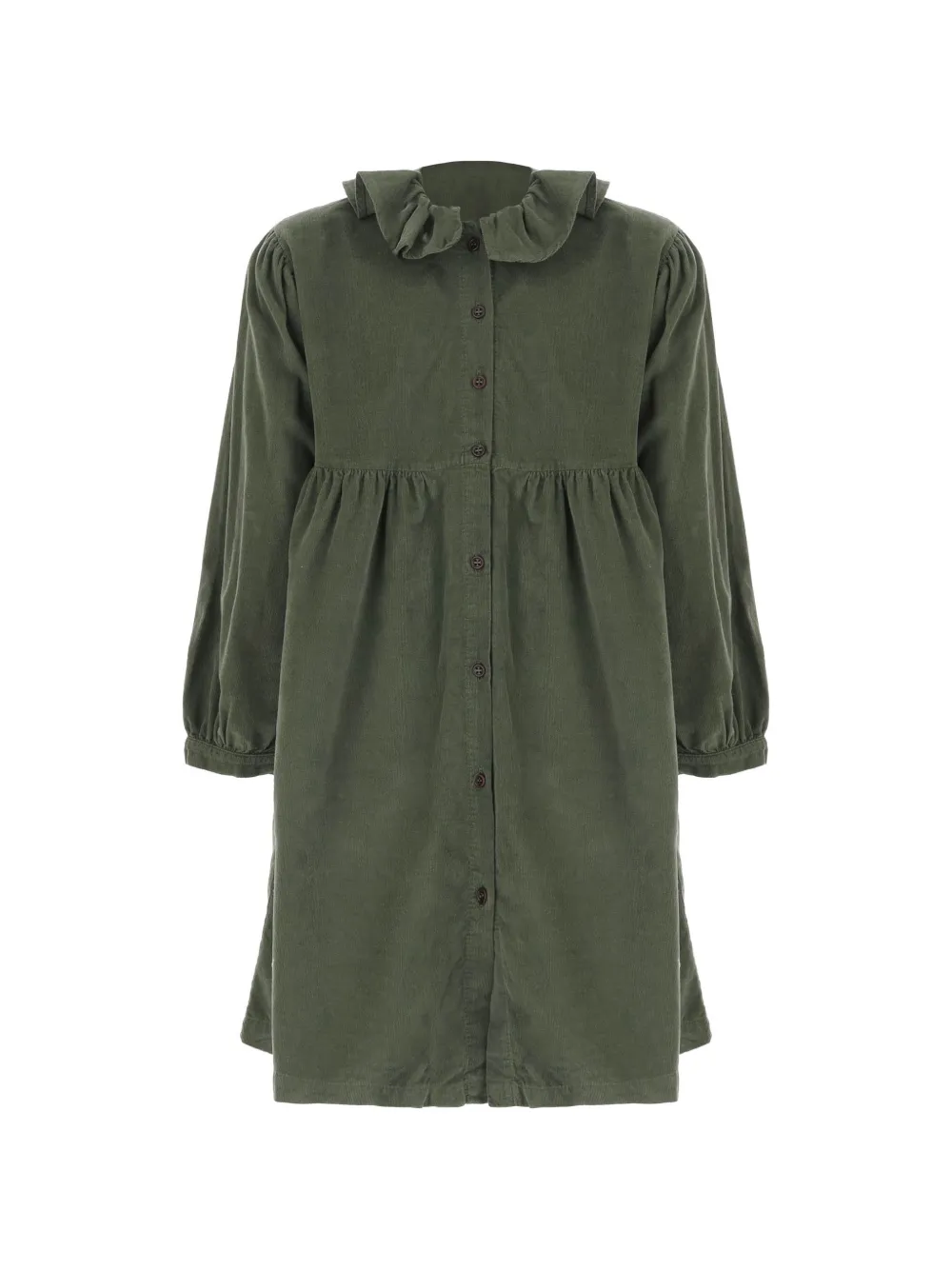 Babe And Tess ruffle-collar corduroy dress - Vert Babe And Tess ruffle-collar corduroy dress - Vert