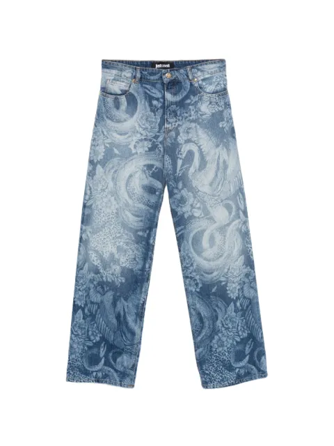 Just Cavalli vaqueros con animal print y parche del logo