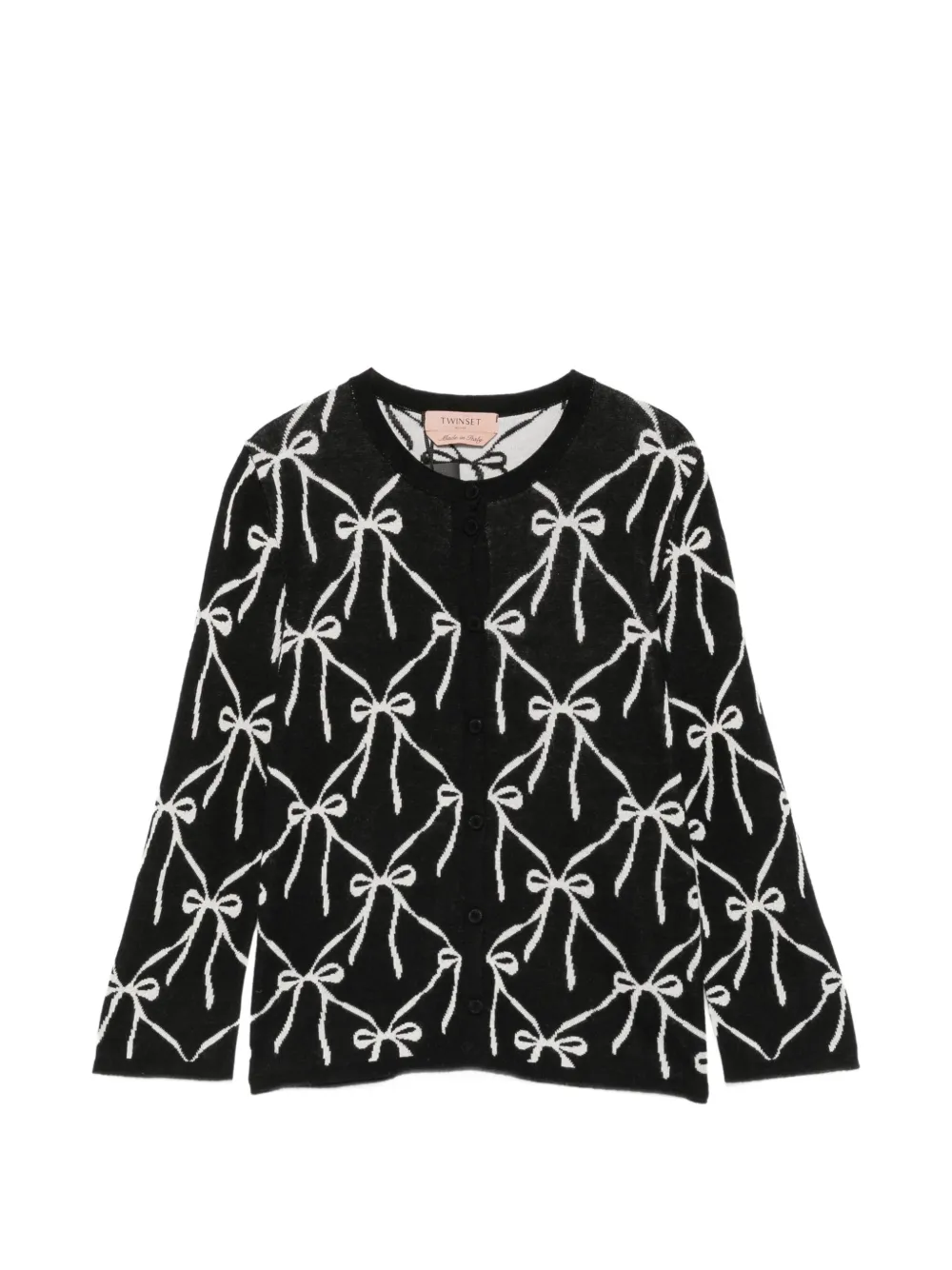 Twinset Bow-pattern Cardigan In Black