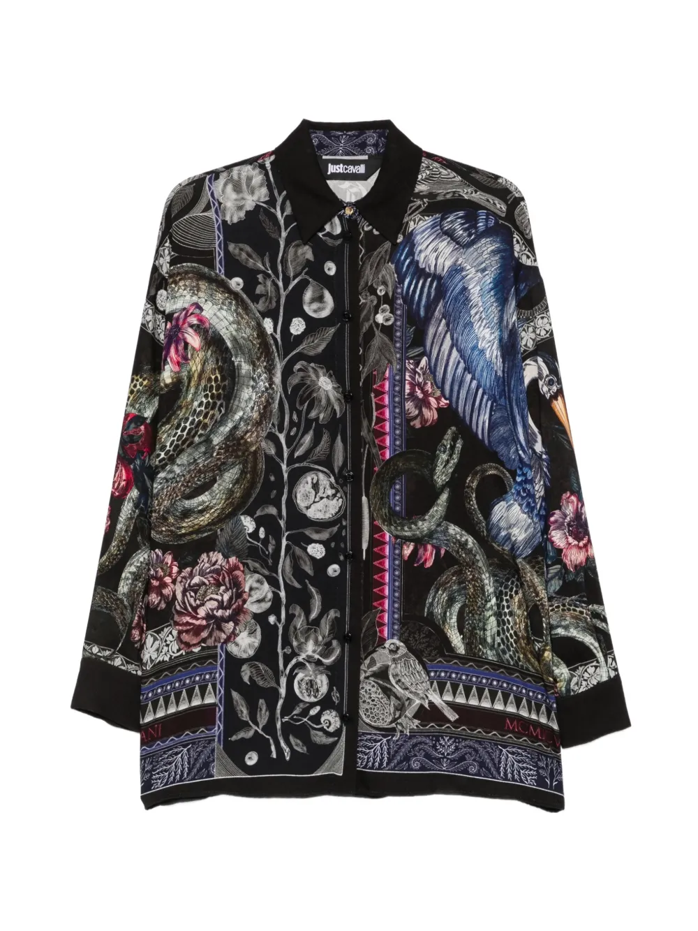 Just Cavalli animal-print long-sleeve shirt - Schwarz