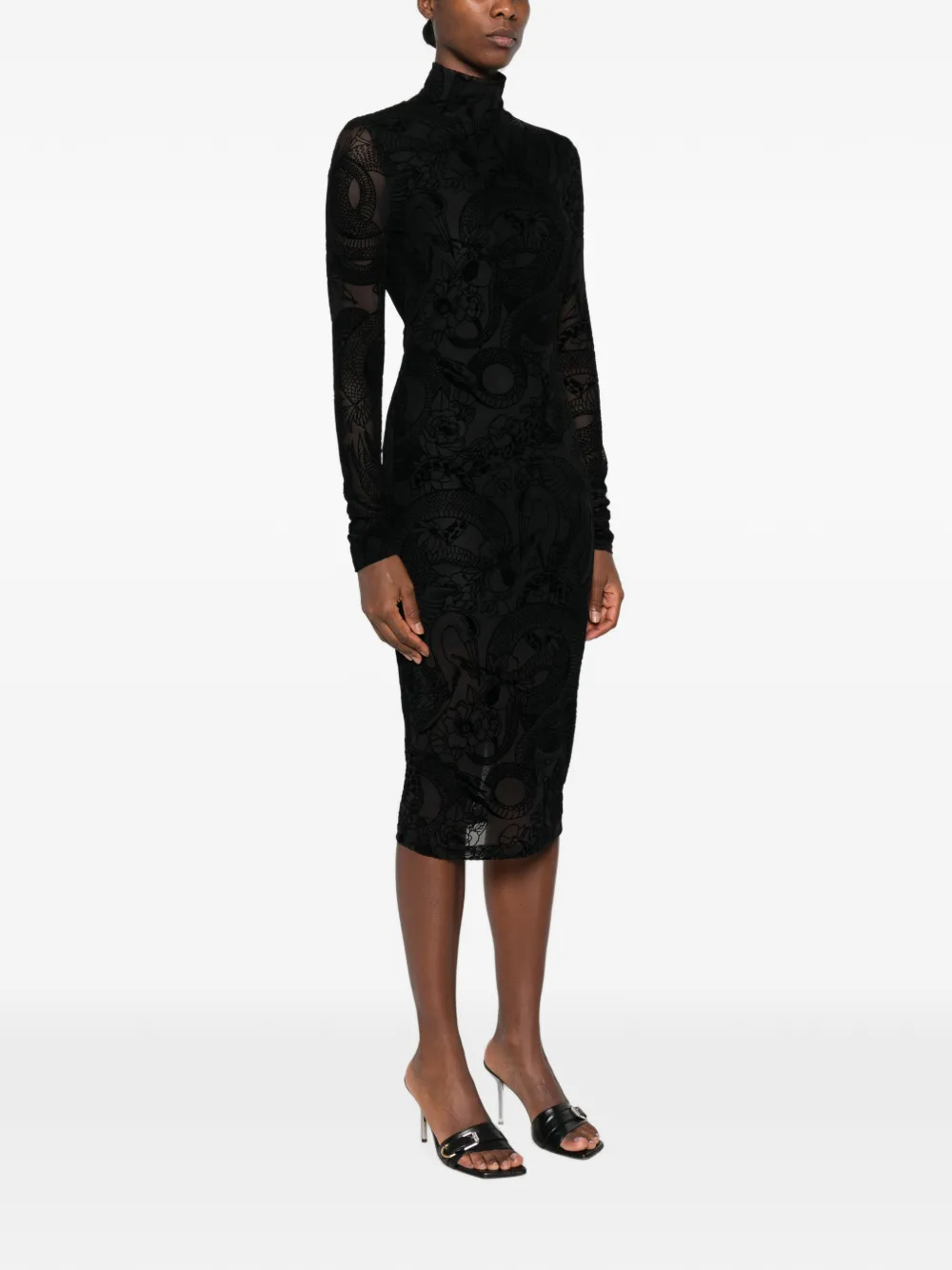 Just Cavalli Midi-jurk met lange mouwen Zwart