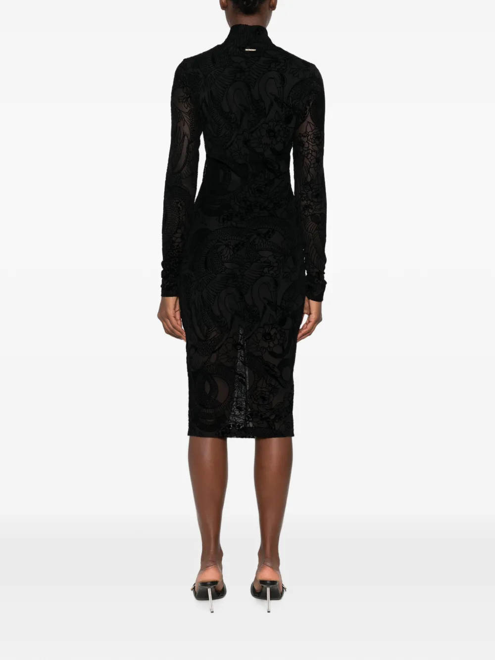 Just Cavalli Midi-jurk met lange mouwen Zwart