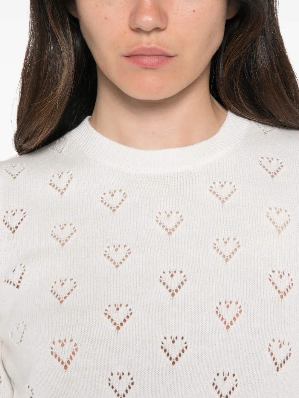 TWINSET Pointelle trui met korte mouwen en hart Wit