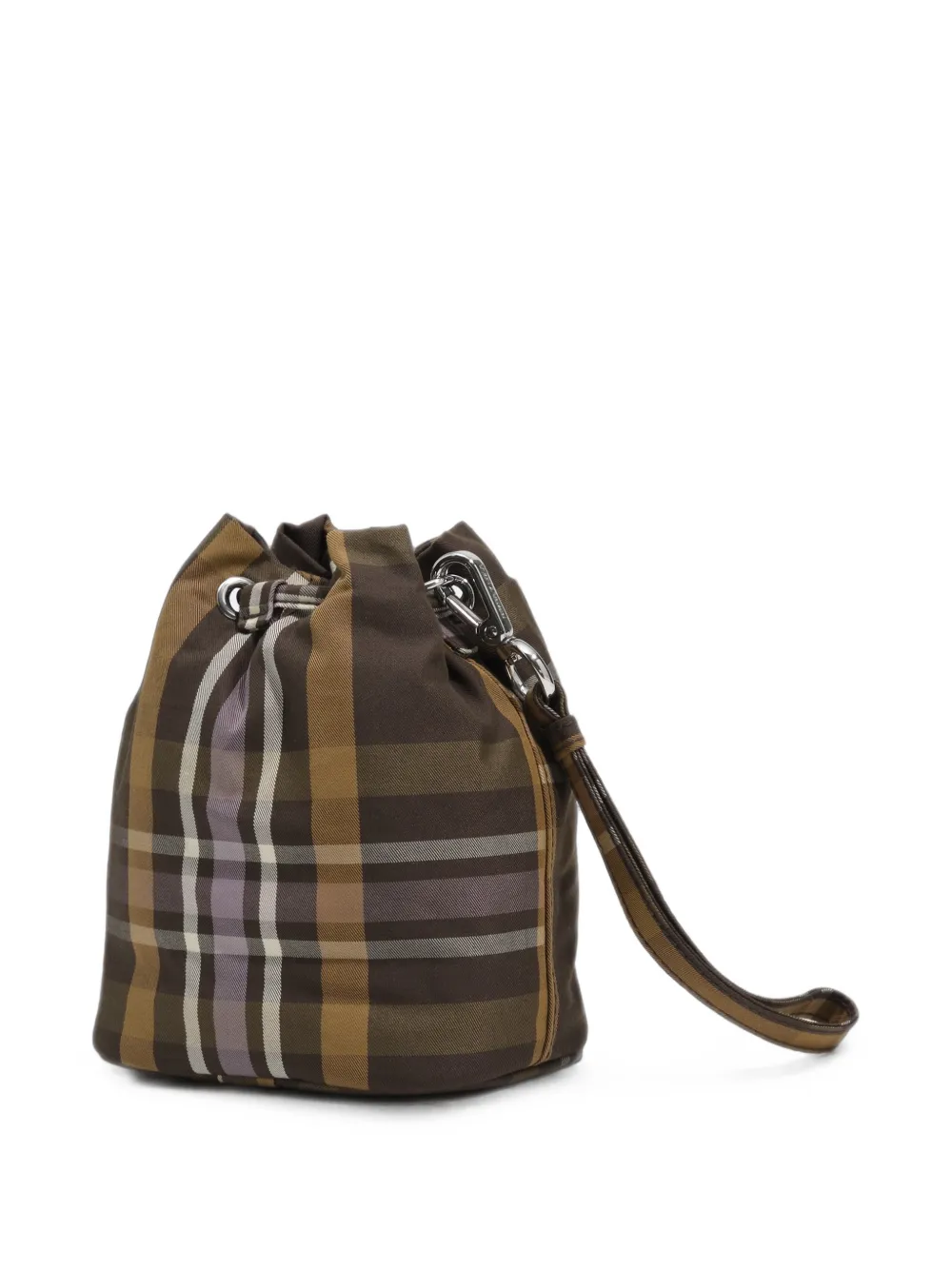 BIMBA Y LOLA Hunter Green bucket-tas met tartan-ruit en jacquard Bruin