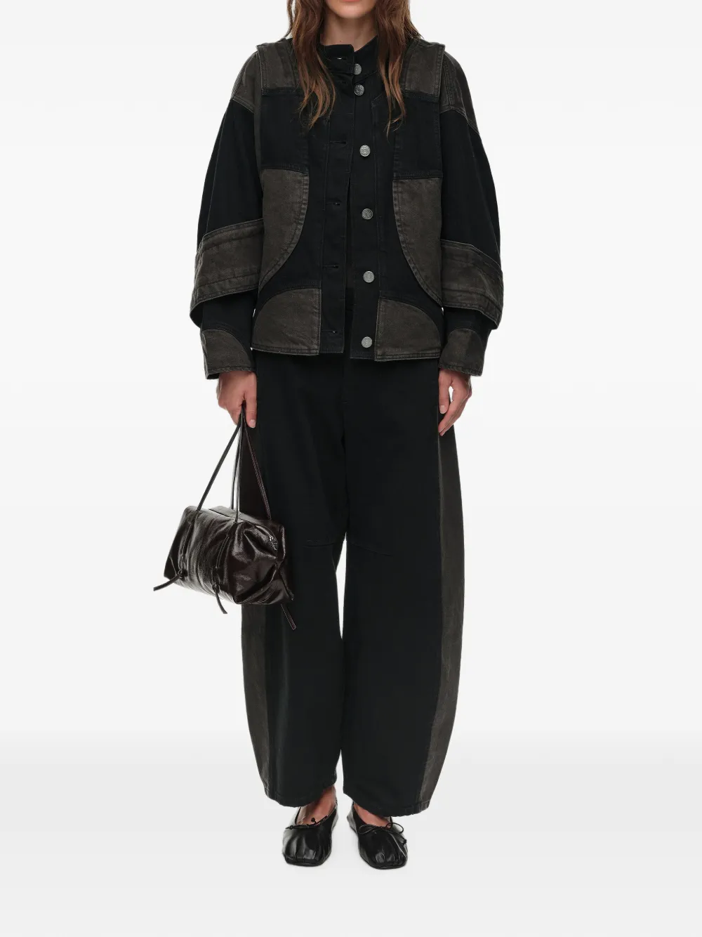 BIMBA Y LOLA Tweekleurig denim oversized jack Zwart