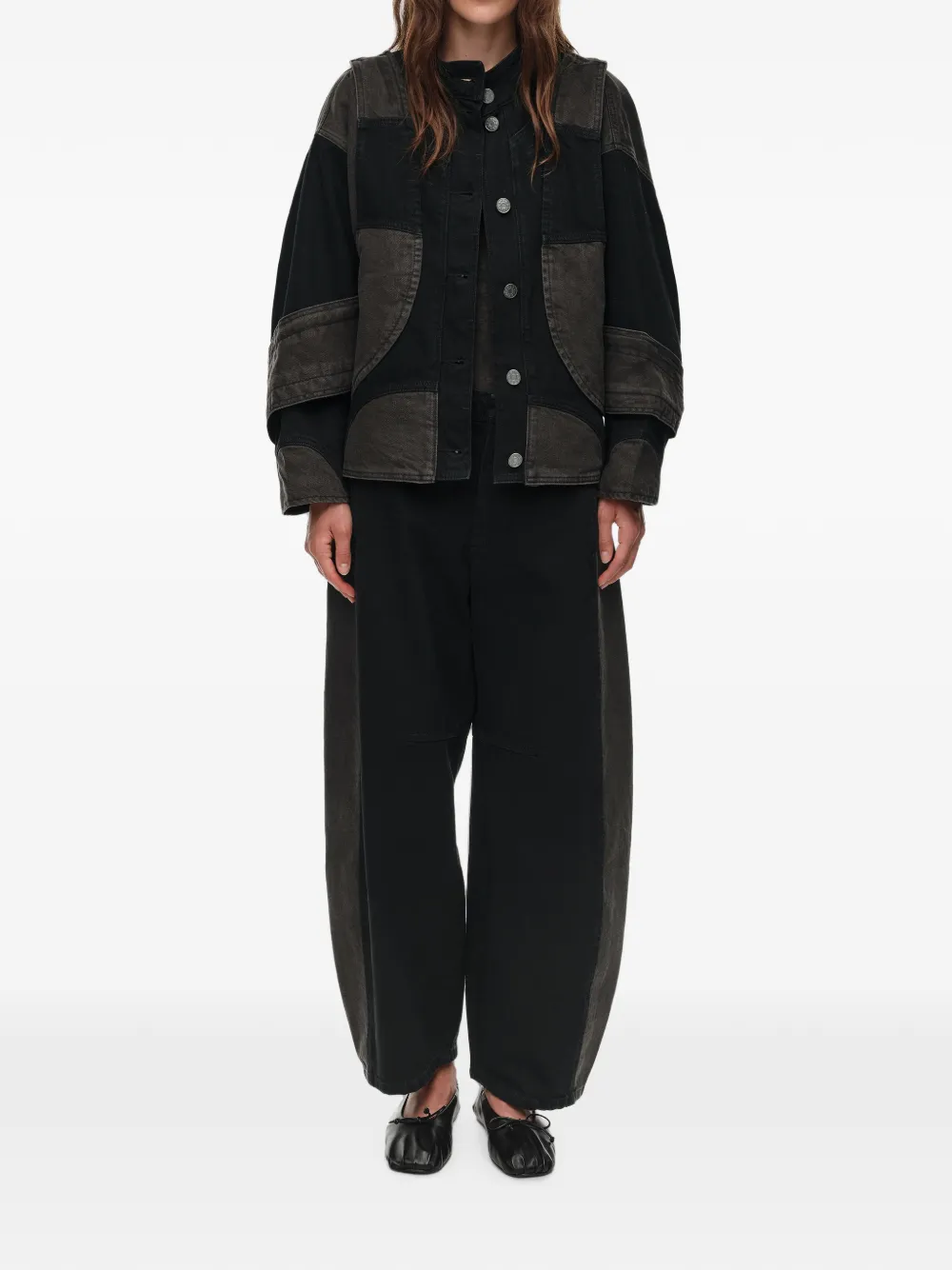 BIMBA Y LOLA Tweekleurig denim oversized jack Zwart