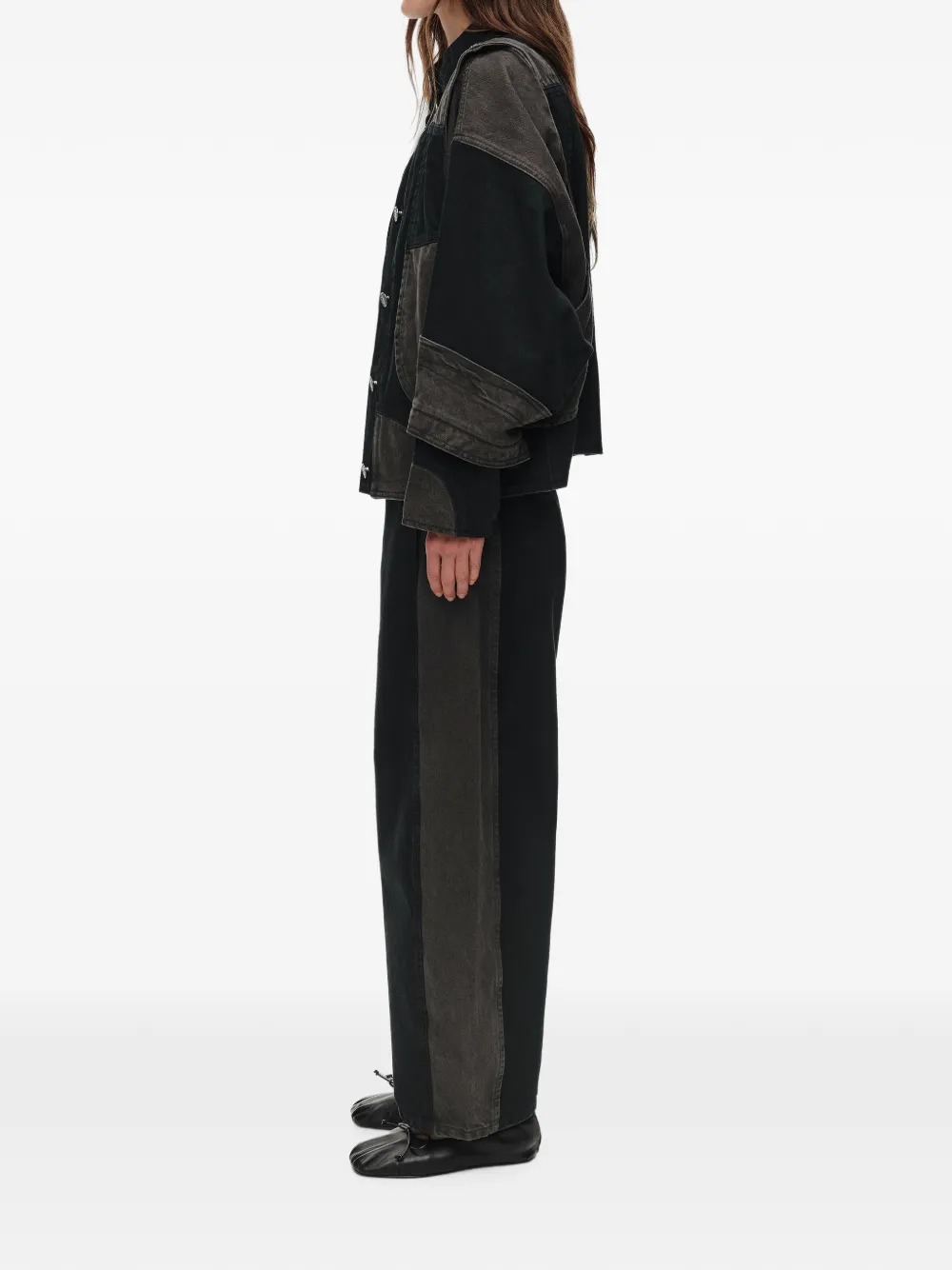 BIMBA Y LOLA Tweekleurig denim oversized jack Zwart