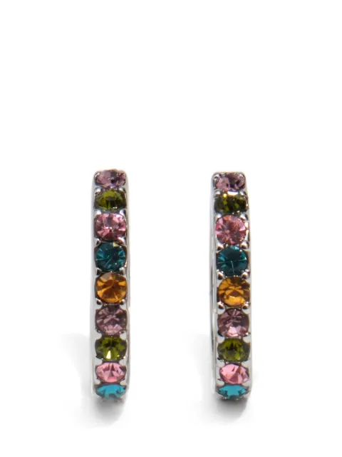 BIMBA Y LOLA small silver hoop earrings with multicolor crystals