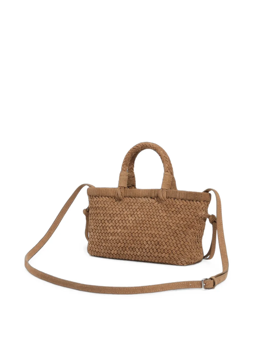 BIMBA Y LOLA Kleine Camel geplooide suède crossbodytas Bruin