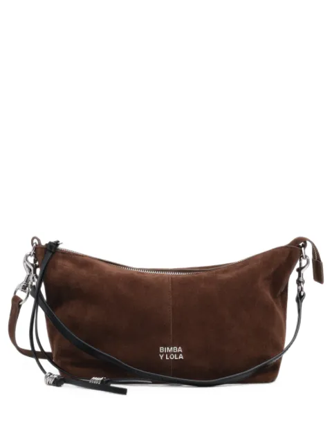 BIMBA Y LOLA sac à main Madrid médium en daim coloris « coffee »