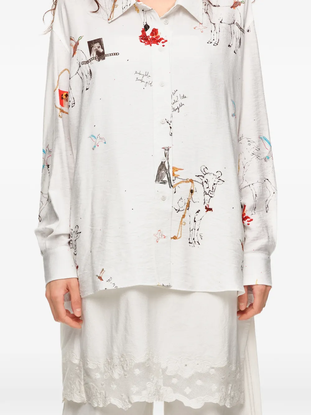 BIMBA Y LOLA Blouse met ketting Wit
