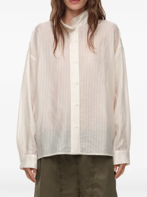 BIMBA Y LOLA ivory striped band-collar shirt