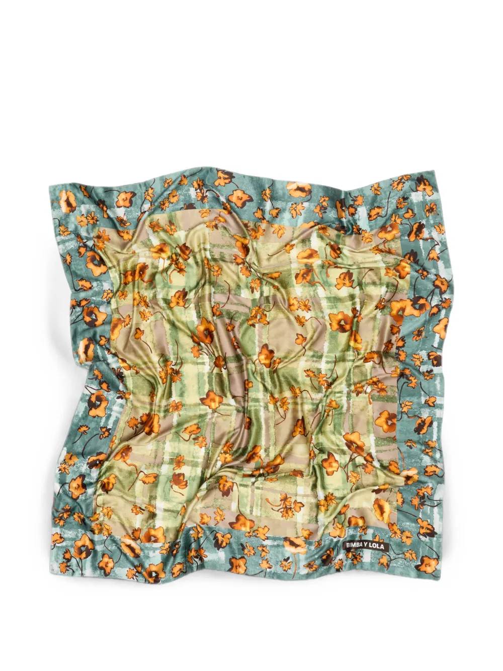 BIMBA Y LOLA Geruite sjaal met bloemen in aquarelstijl Beige