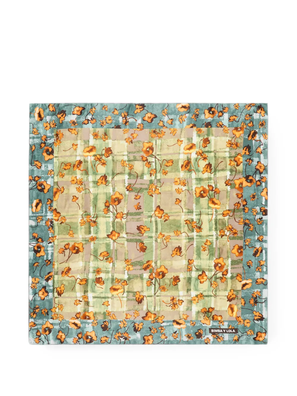 BIMBA Y LOLA watercolor floral and checked scarf - Toni neutri