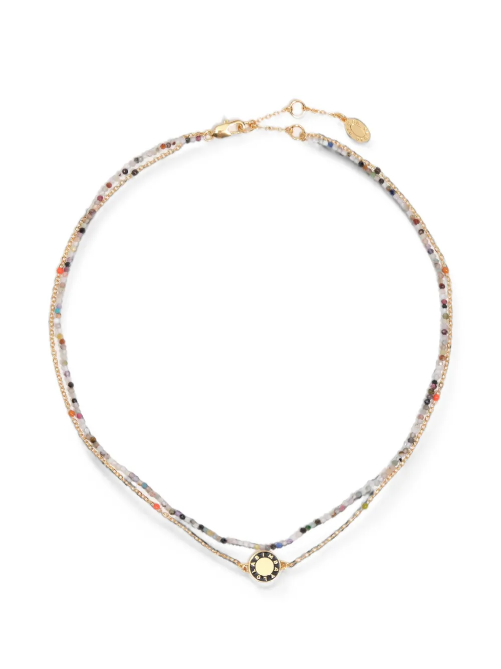 BIMBA Y LOLA black necklace with chain and logo stones - Oro