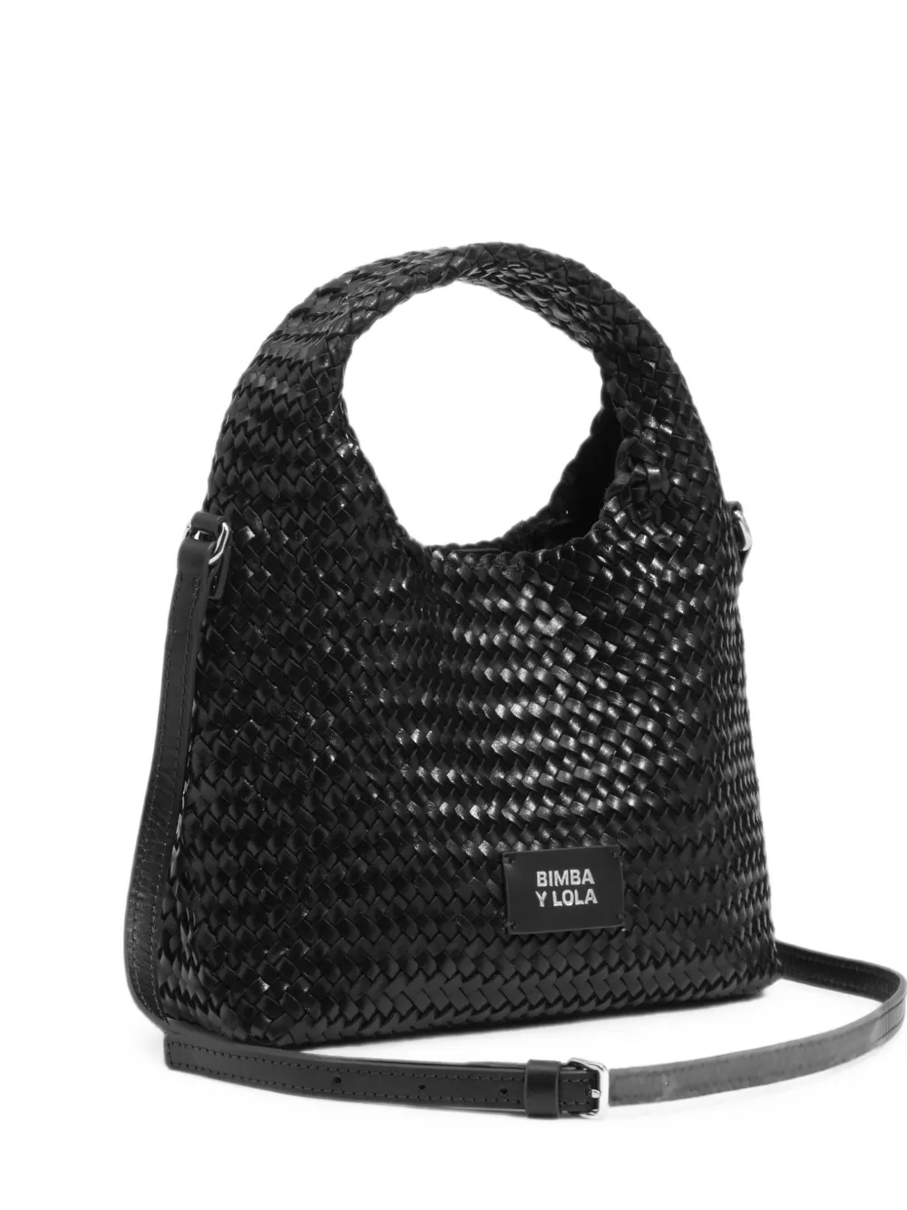 BIMBA Y LOLA small black braided leather paper bag