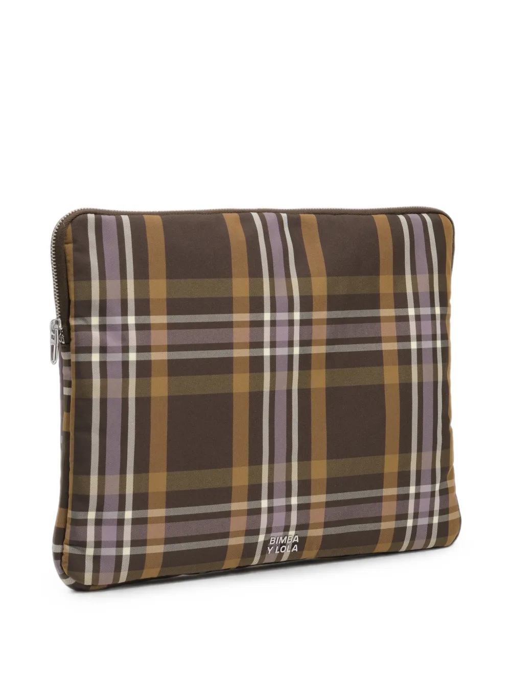BIMBA Y LOLA hunter green tartan jacquard laptop sleeve - Marrone