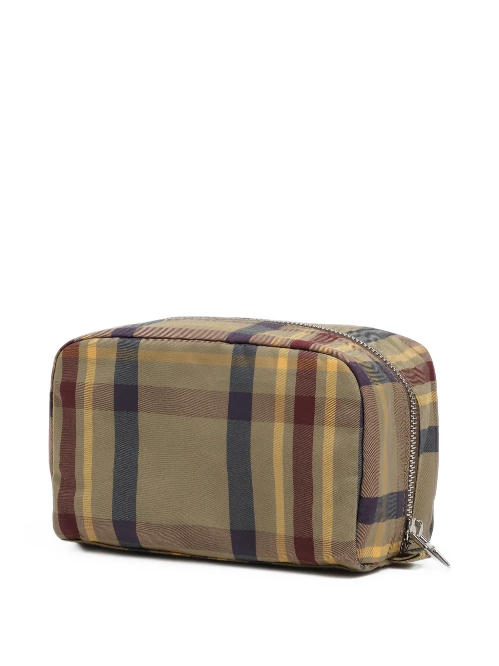 BIMBA Y LOLA Kleine make-up tas met tartan ruit en jacquard Beige