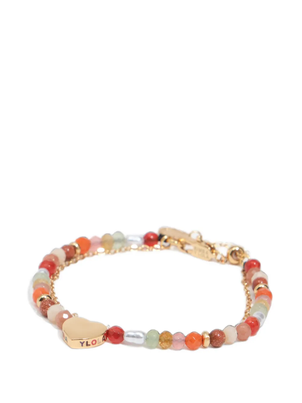BIMBA Y LOLA Bracciale a catena con logo a cuore e pietre marroni - Oro