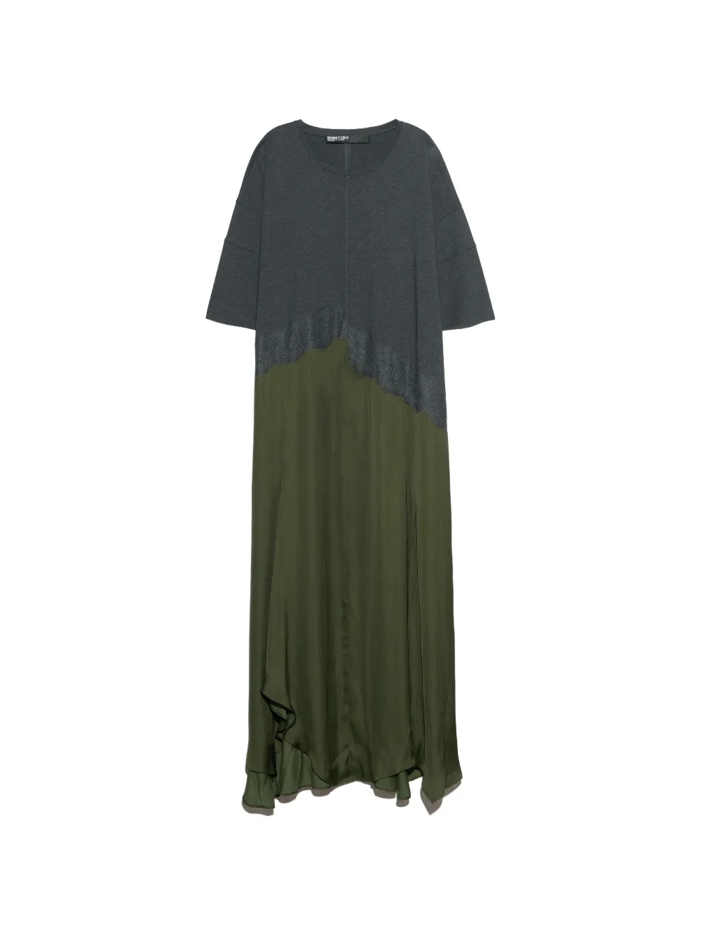 BIMBA Y LOLA khaki two-material asymmetric dress
