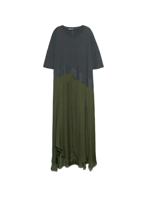 BIMBA Y LOLA  khaki two-material asymmetric dress