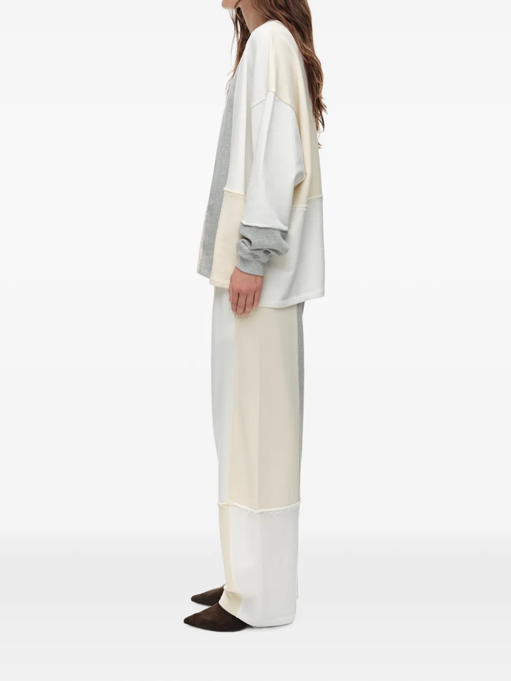 BIMBA Y LOLA Oversized katoenen sweater met patchwork Wit