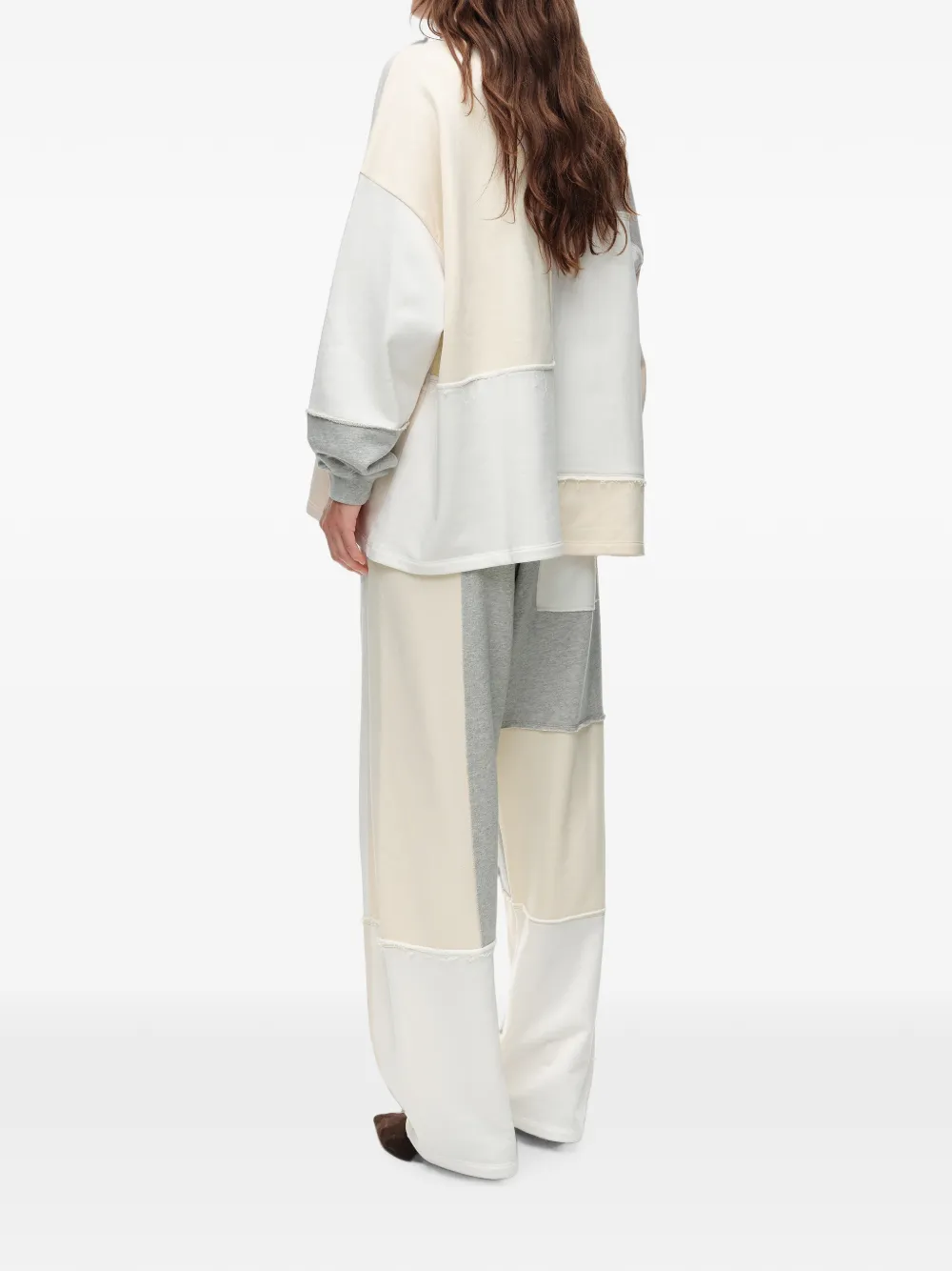 BIMBA Y LOLA Oversized katoenen sweater met patchwork Wit