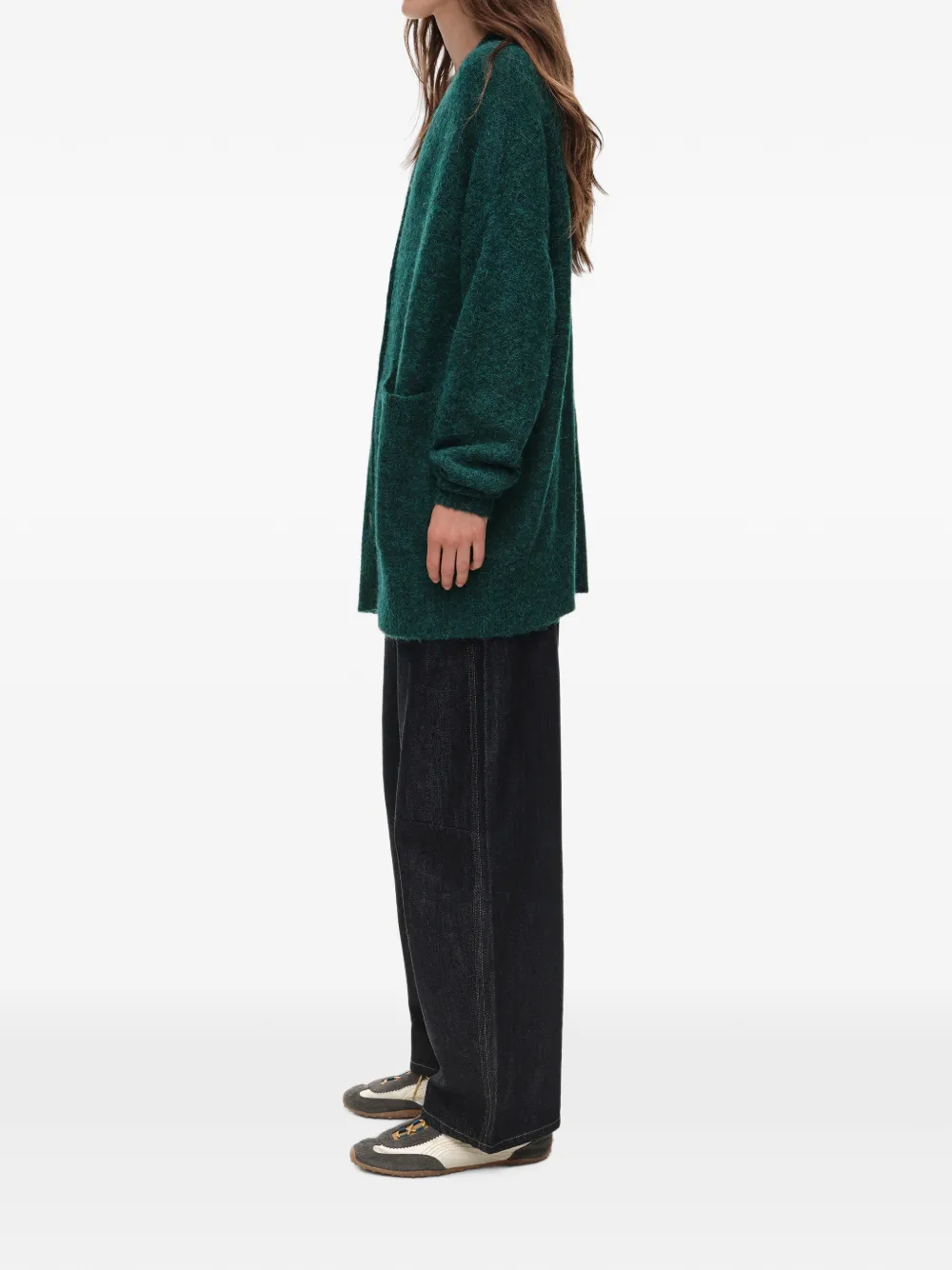 BIMBA Y LOLA long dark blue-green alpaca cardigan Groen