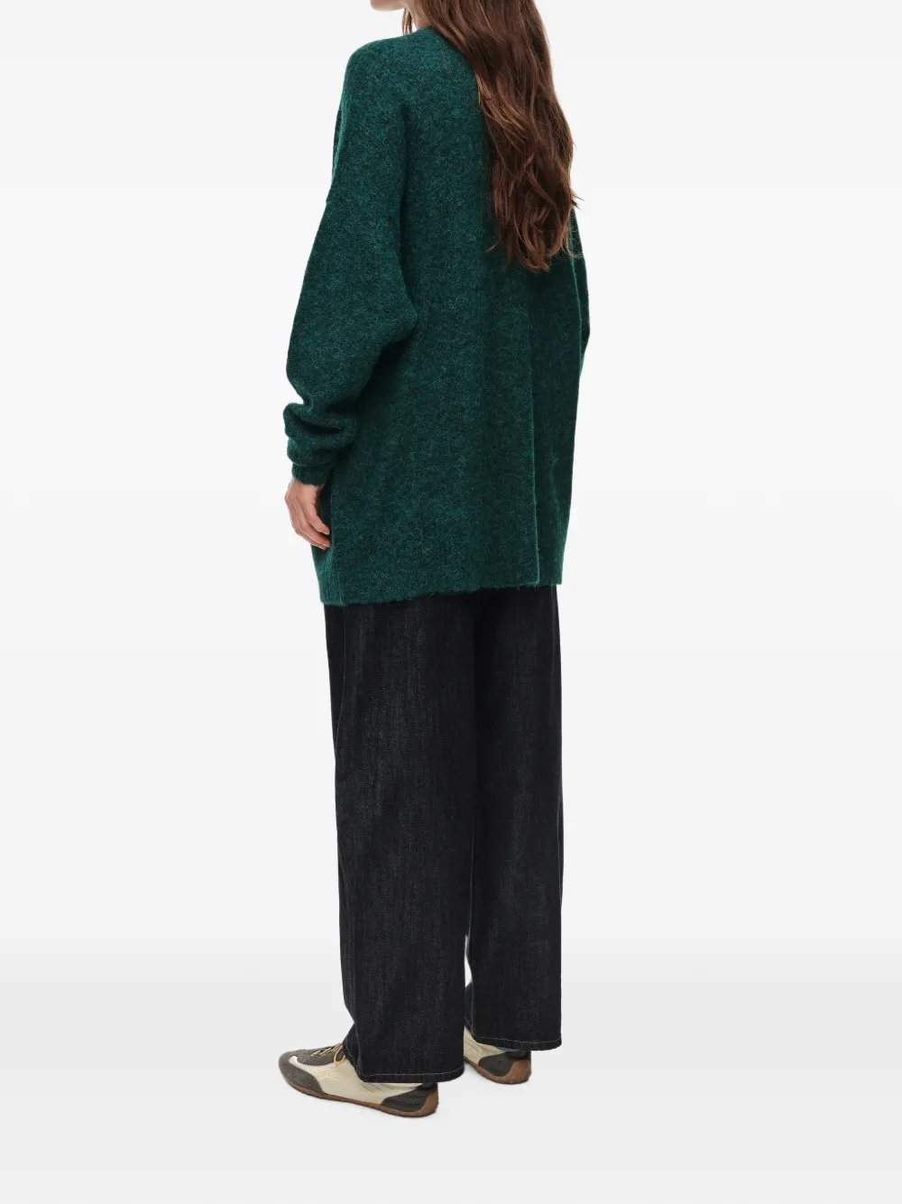 BIMBA Y LOLA long dark blue-green alpaca cardigan Groen